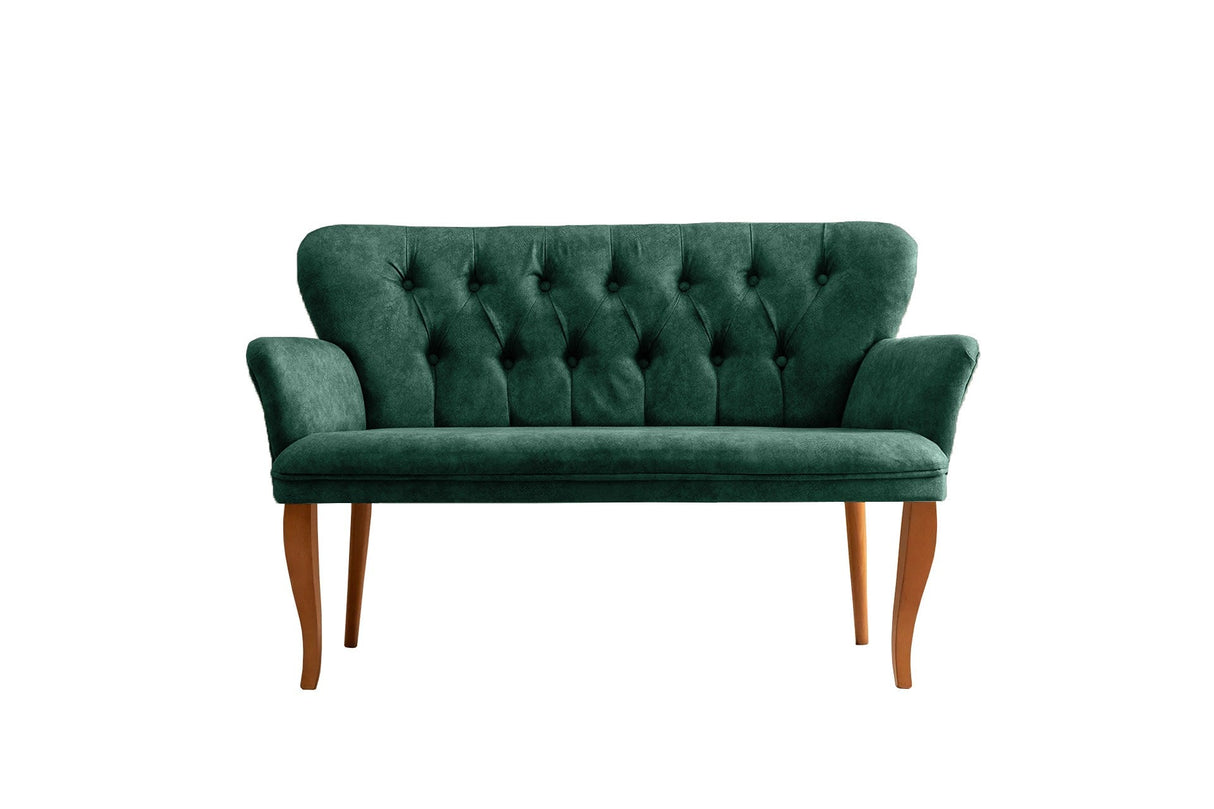 Canapea fixă 2 locuri Paris lemn nuc, Diverse culori, 130x46x82 cm - Verde marin | SKU: 118BRN1211 | Canapea fixă 2 locuri Paris lemn nuc, 130x46x82 cm, varianta Verde marin, produs pentru amenajarea locuinței, disponibil online în România la CasaMob
