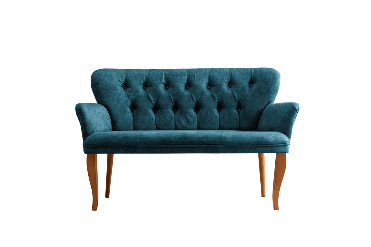 Canapea fixă 2 locuri Paris lemn nuc, Diverse culori, 130x46x82 cm - Albastru petrol | SKU: 118BRN1212 | Canapea fixă 2 locuri Paris lemn nuc, 130x46x82 cm, varianta Albastru petrol, produs pentru amenajarea locuinței, disponibil online în România la CasaMob
