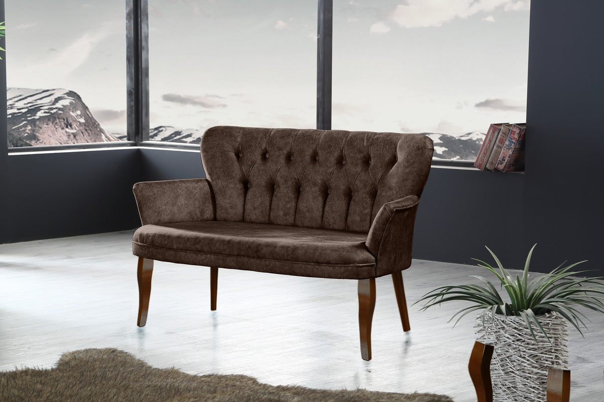 Canapea fixă 2 locuri Paris lemn nuc, Diverse culori, 130x46x82 cm - Maro | SKU: 118BRN1216 | Canapea fixă 2 locuri Paris lemn nuc, 130x46x82 cm, varianta Maro, produs pentru amenajarea locuinței, disponibil online în România la CasaMob