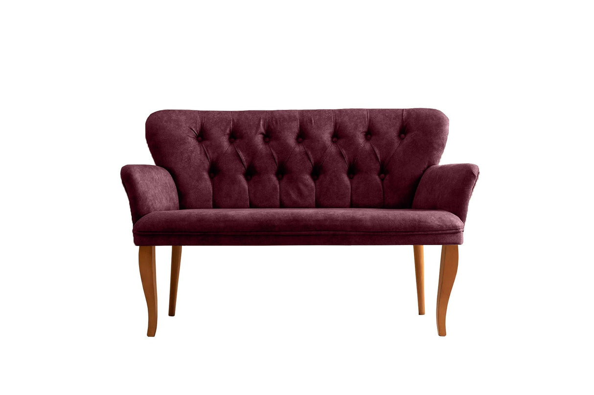Canapea fixă 2 locuri Paris lemn nuc, Diverse culori, 130x46x82 cm - Roz pudrat | SKU: 118BRN1217 | Canapea fixă 2 locuri Paris lemn nuc, 130x46x82 cm, varianta Roz pudrat, produs pentru amenajarea locuinței, disponibil online în România la CasaMob