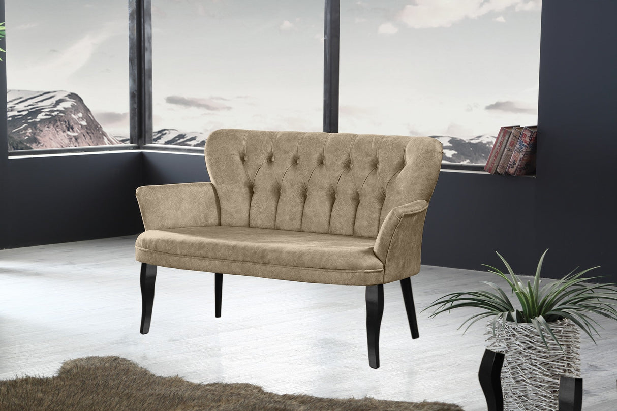 Canapea fixă 2 locuri Paris lemn negru, Diverse culori, 130x46x82 cm - Maro deschis | SKU: 118BRN1225 | Canapea fixă 2 locuri Paris lemn negru, 130x46x82 cm, varianta Maro deschis, produs pentru amenajarea locuinței, disponibil online în România la CasaMob