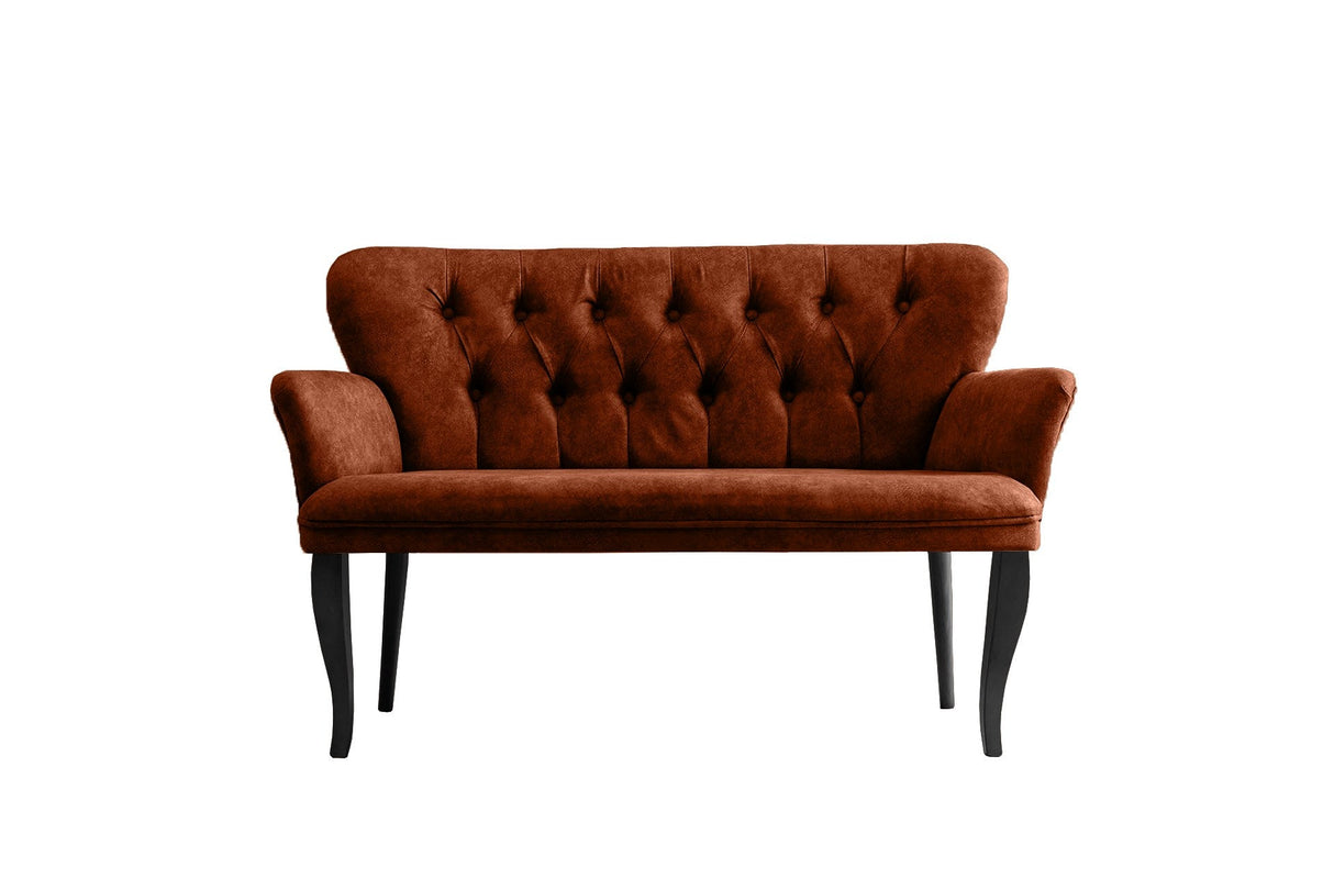 Canapea fixă 2 locuri Paris lemn negru, Diverse culori, 130x46x82 cm - Roșu cărămiziu | SKU: 118BRN1226 | Canapea fixă 2 locuri Paris lemn negru, 130x46x82 cm, varianta Roșu cărămiziu, produs pentru amenajarea locuinței, disponibil online în România la CasaMob