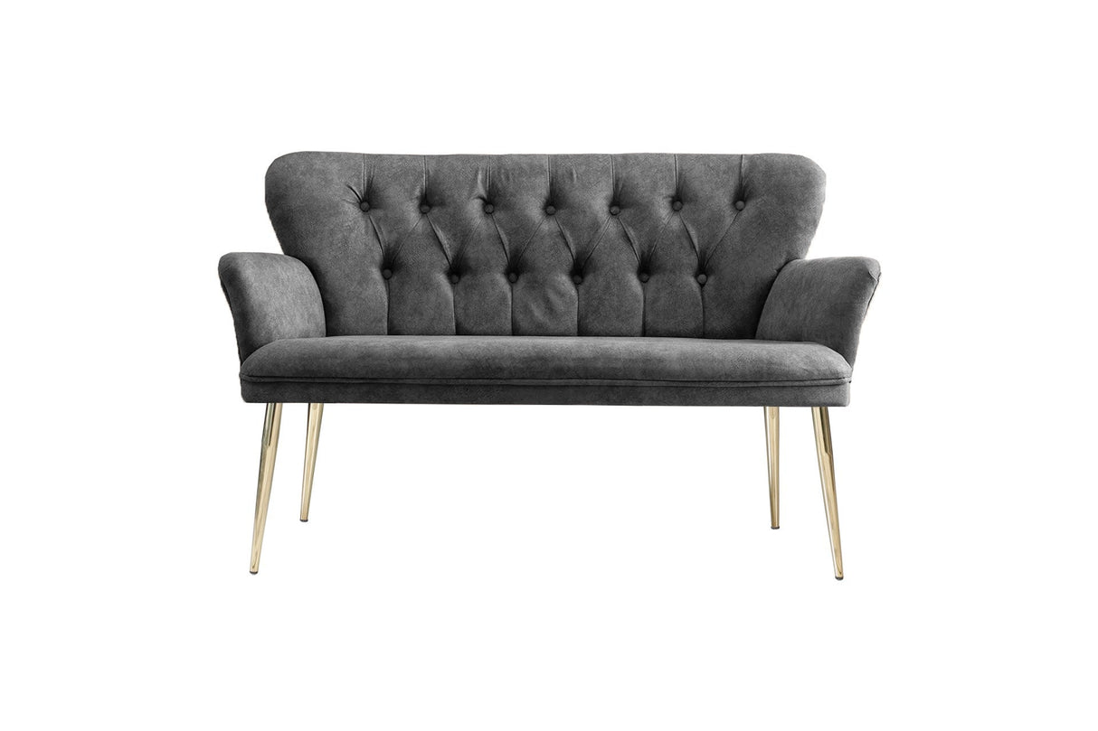 Canapea fixă 2 locuri Paris metal auriu, Diverse culori, 130x46x82 cm - Gri | SKU: 118BRN1231 | Canapea fixă 2 locuri Paris metal auriu, 130x46x82 cm, varianta Gri, produs pentru amenajarea locuinței, disponibil online în România la CasaMob