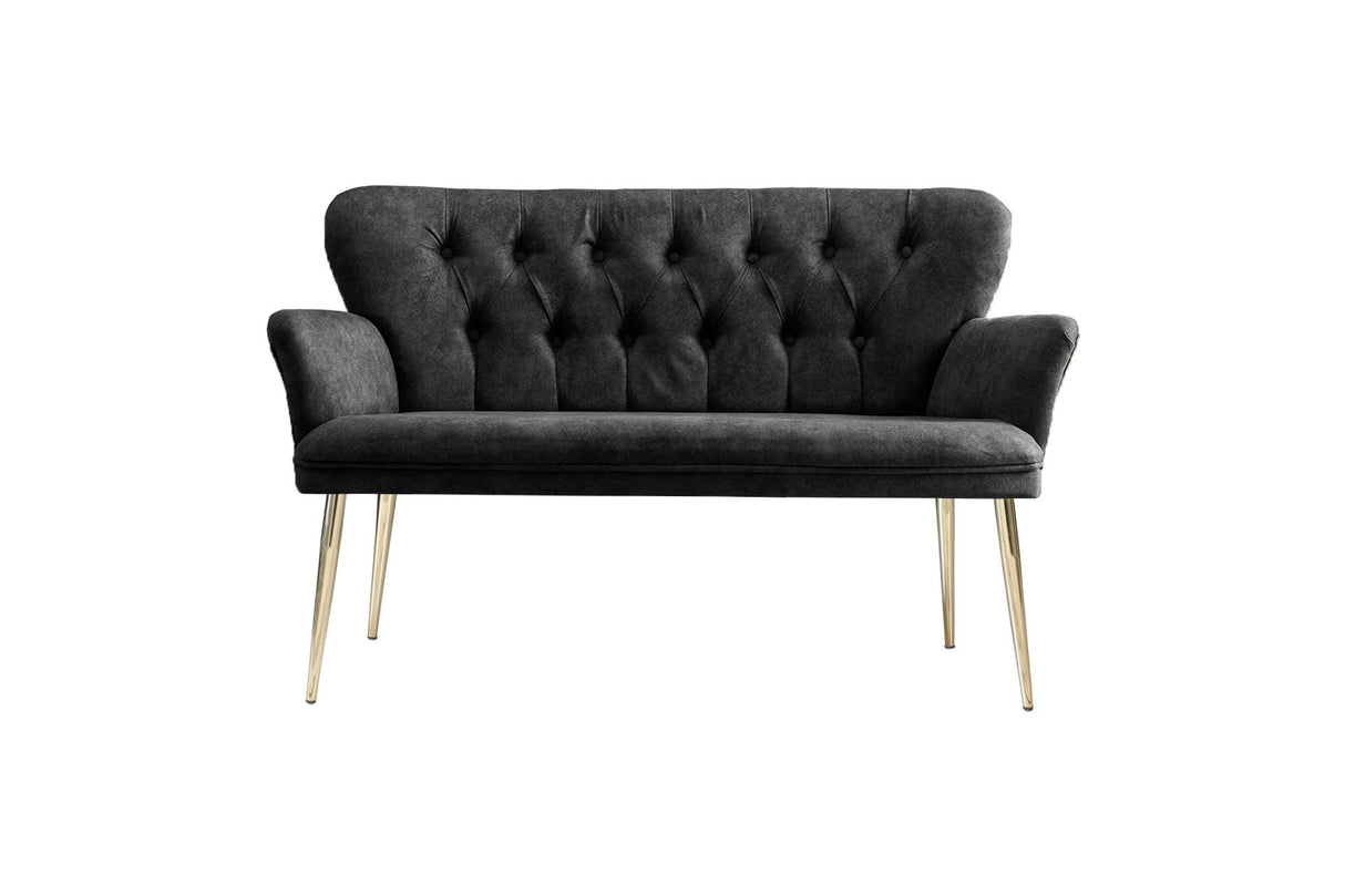 Canapea fixă 2 locuri Paris metal auriu, Diverse culori, 130x46x82 cm - Fumuriu | SKU: 118BRN1232 | Canapea fixă 2 locuri Paris metal auriu, 130x46x82 cm, varianta Fumuriu, produs pentru amenajarea locuinței, disponibil online în România la CasaMob
