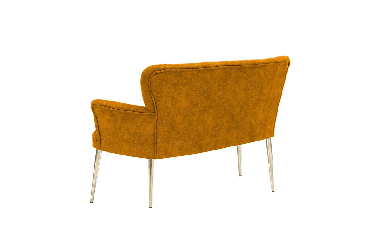 Canapea fixă 2 locuri Paris metal auriu, Diverse culori, 130x46x82 cm - Muștar | SKU: 118BRN1233 | Canapea fixă 2 locuri Paris metal auriu, 130x46x82 cm, varianta Muștar, produs pentru amenajarea locuinței, disponibil online în România la CasaMob