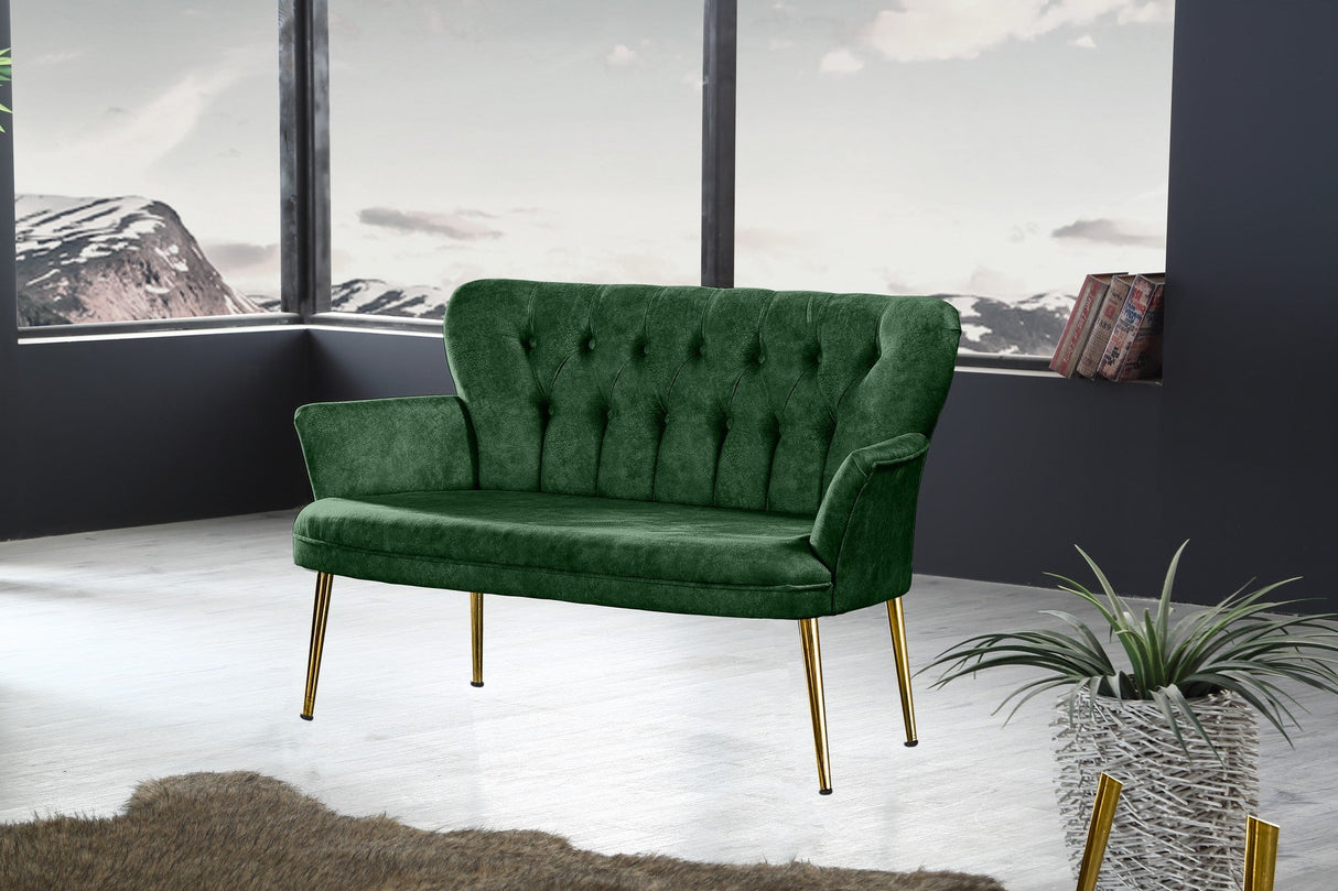 Canapea fixă 2 locuri Paris metal auriu, Diverse culori, 130x46x82 cm - Kaki | SKU: 118BRN1234 | Canapea fixă 2 locuri Paris metal auriu, 130x46x82 cm, varianta Kaki, produs pentru amenajarea locuinței, disponibil online în România la CasaMob