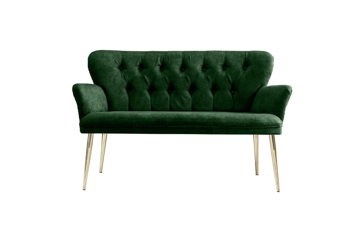 Canapea fixă 2 locuri Paris metal auriu, Diverse culori, 130x46x82 cm - Kaki | SKU: 118BRN1234 | Canapea fixă 2 locuri Paris metal auriu, 130x46x82 cm, varianta Kaki, produs pentru amenajarea locuinței, disponibil online în România la CasaMob