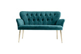 Canapea fixă 2 locuri Paris metal auriu, Diverse culori, 130x46x82 cm - Albastru petrol | SKU: 118BRN1236 | Canapea fixă 2 locuri Paris metal auriu, 130x46x82 cm, varianta Albastru petrol, produs pentru amenajarea locuinței, disponibil online în România la CasaMob