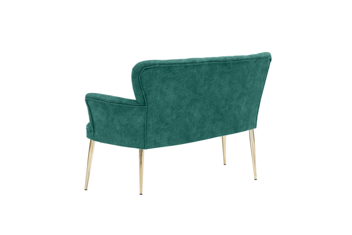 Canapea fixă 2 locuri Paris metal auriu, Diverse culori, 130x46x82 cm - Albastru petrol | SKU: 118BRN1236 | Canapea fixă 2 locuri Paris metal auriu, 130x46x82 cm, varianta Albastru petrol, produs pentru amenajarea locuinței, disponibil online în România la CasaMob