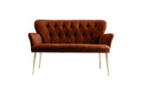 Canapea fixă 2 locuri Paris metal auriu, Diverse culori, 130x46x82 cm - Roșu cărămiziu | SKU: 118BRN1238 | Canapea fixă 2 locuri Paris metal auriu, 130x46x82 cm, varianta Roșu cărămiziu, produs pentru amenajarea locuinței, disponibil online în România la CasaMob