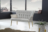 Canapea fixă 2 locuri Paris metal auriu, Diverse culori, 130x46x82 cm - Crem | SKU: 118BRN1239 | Canapea fixă 2 locuri Paris metal auriu, 130x46x82 cm, varianta Crem, produs pentru amenajarea locuinței, disponibil online în România la CasaMob