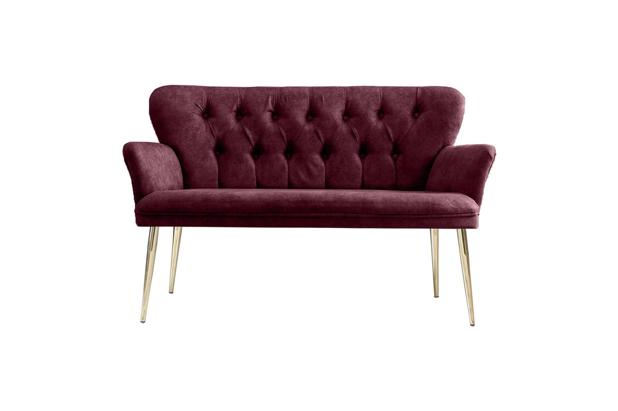 Canapea fixă 2 locuri Paris metal auriu, Diverse culori, 130x46x82 cm - Roz pudrat | SKU: 118BRN1241 | Canapea fixă 2 locuri Paris metal auriu, 130x46x82 cm, varianta Roz pudrat, produs pentru amenajarea locuinței, disponibil online în România la CasaMob