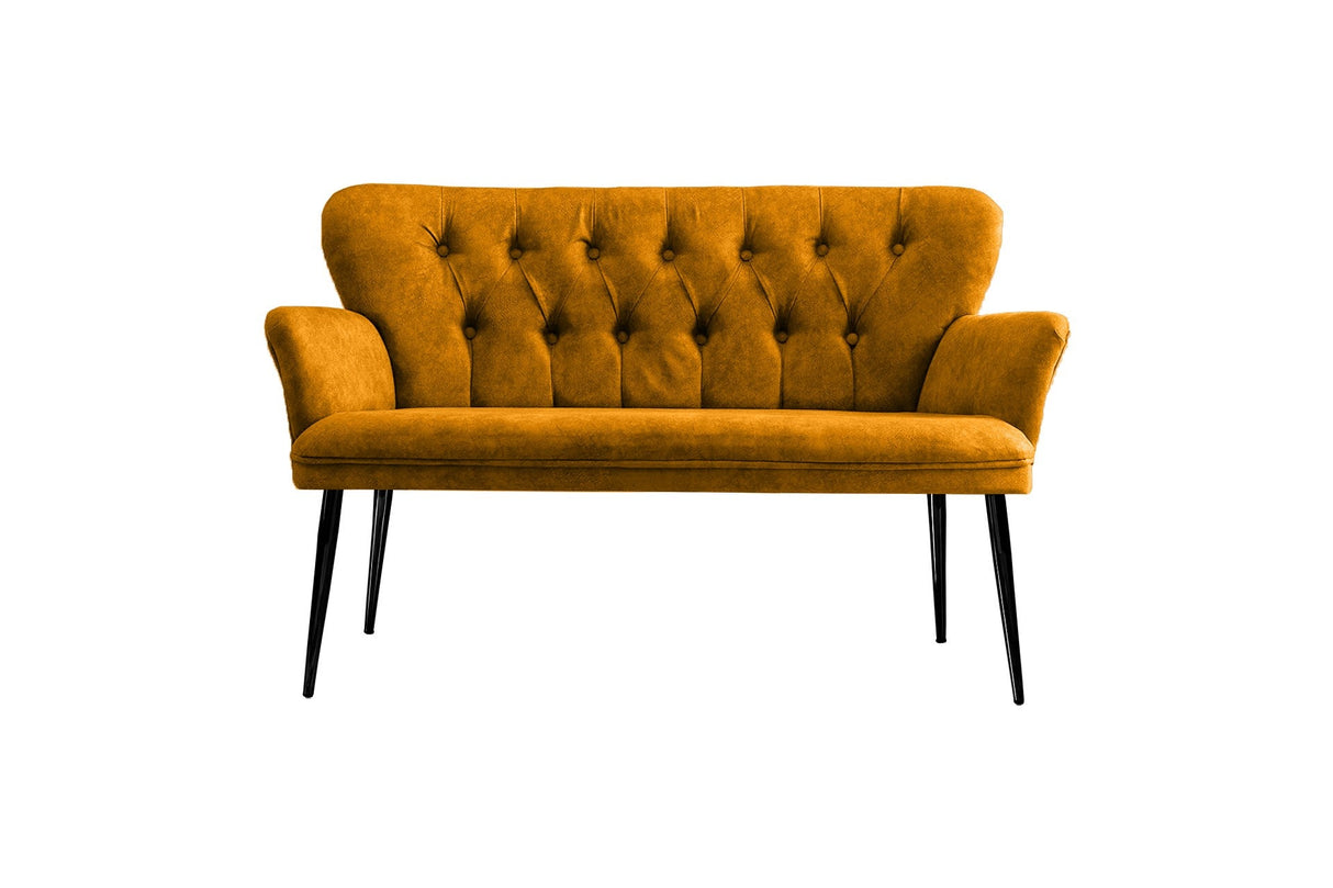 Canapea fixă 2 locuri Paris metal negru, Diverse culori, 130x46x82 cm - Muștar | SKU: 118BRN1245 | Canapea fixă 2 locuri Paris metal negru, 130x46x82 cm, varianta Muștar, produs pentru amenajarea locuinței, disponibil online în România la CasaMob