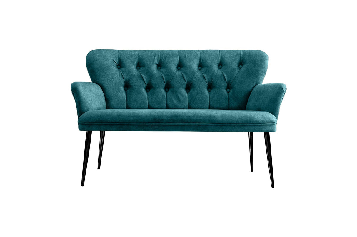 Canapea fixă 2 locuri Paris metal negru, Diverse culori, 130x46x82 cm - Albastru petrol | SKU: 118BRN1248 | Canapea fixă 2 locuri Paris metal negru, 130x46x82 cm, varianta Albastru petrol, produs pentru amenajarea locuinței, disponibil online în România la CasaMob