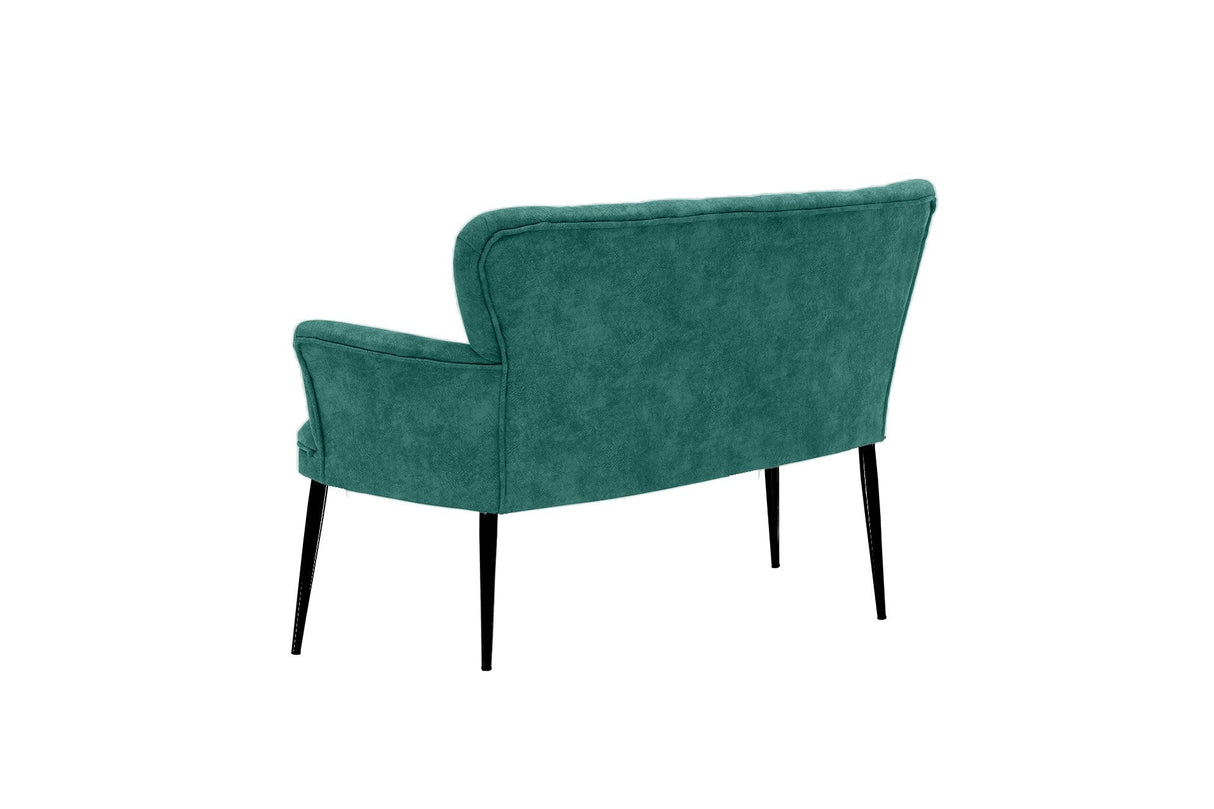 Canapea fixă 2 locuri Paris metal negru, Diverse culori, 130x46x82 cm - Albastru petrol | SKU: 118BRN1248 | Canapea fixă 2 locuri Paris metal negru, 130x46x82 cm, varianta Albastru petrol, produs pentru amenajarea locuinței, disponibil online în România la CasaMob