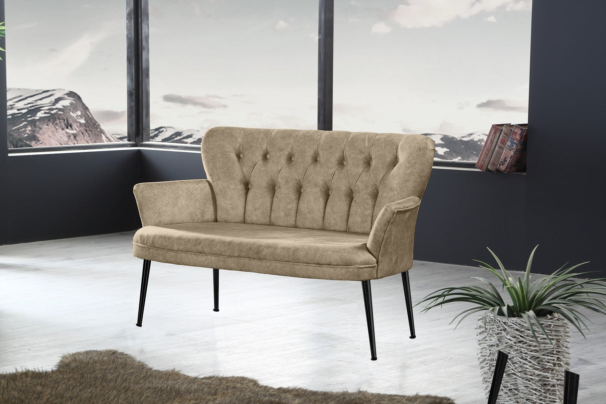 Canapea fixă 2 locuri Paris metal negru, Diverse culori, 130x46x82 cm - Maro deschis | SKU: 118BRN1249 | Canapea fixă 2 locuri Paris metal negru, 130x46x82 cm, varianta Maro deschis, produs pentru amenajarea locuinței, disponibil online în România la CasaMob