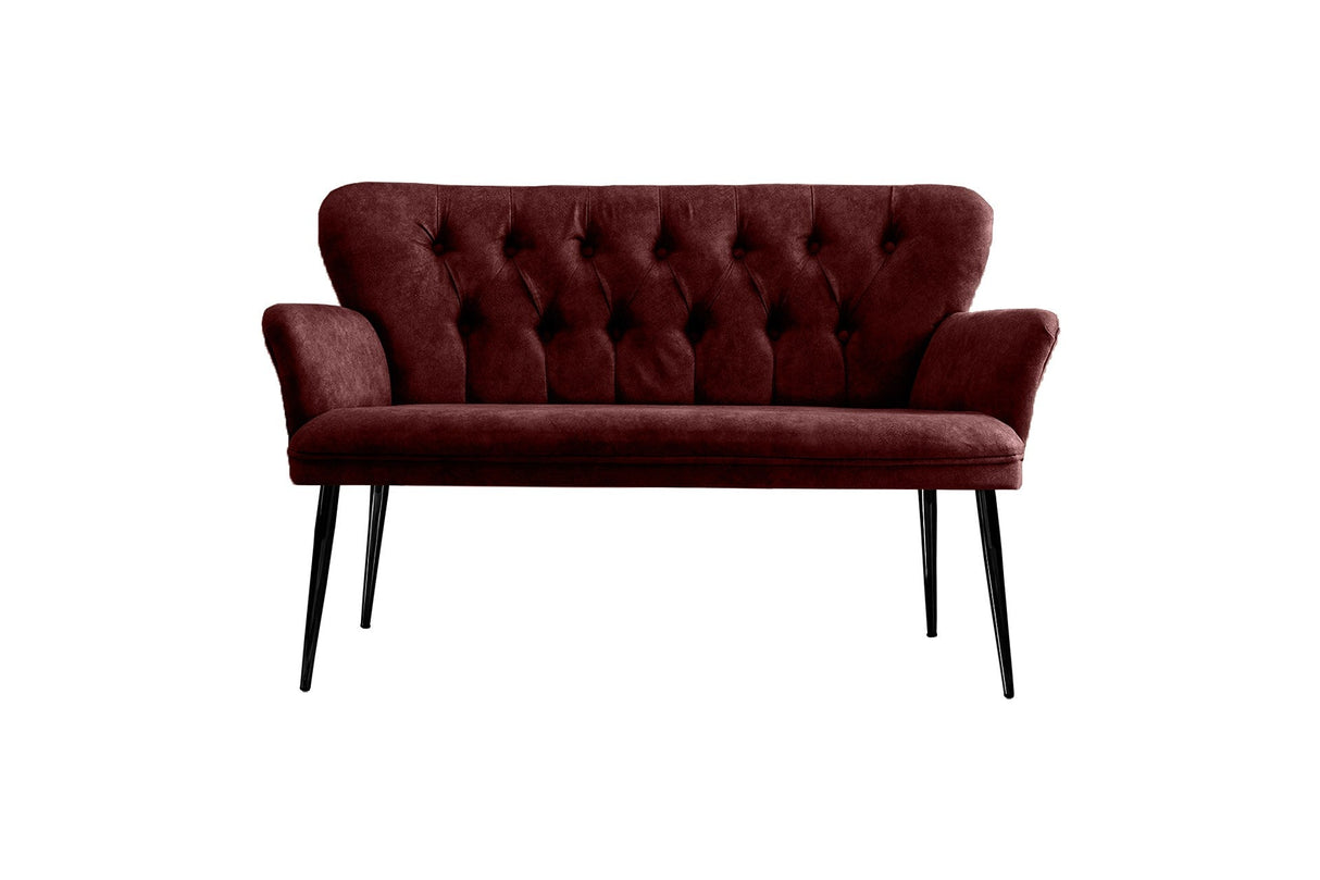 Canapea fixă 2 locuri Paris metal negru, Diverse culori, 130x46x82 cm - Bordo | SKU: 118BRN1254 | Canapea fixă 2 locuri Paris metal negru, 130x46x82 cm, varianta Bordo, produs pentru amenajarea locuinței, disponibil online în România la CasaMob