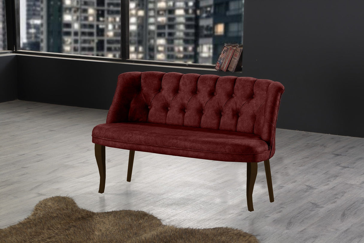 Canapea fixă 2 locuri Roma lemn nuc, Diverse culori, 118x48x80 cm - Bordo | SKU: 118BRN1362 | Canapea fixă 2 locuri Roma lemn nuc, 118x48x80 cm, varianta Bordo, produs pentru amenajarea locuinței, disponibil online în România la CasaMob