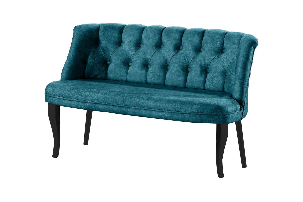 Canapea fixă 2 locuri Roma lemn negru, Diverse culori, 118x48x80 cm - Albastru petrol | SKU: 118BRN1368 | Canapea fixă 2 locuri Roma lemn negru, 118x48x80 cm, varianta Albastru petrol, produs pentru amenajarea locuinței, disponibil online în România la CasaMob