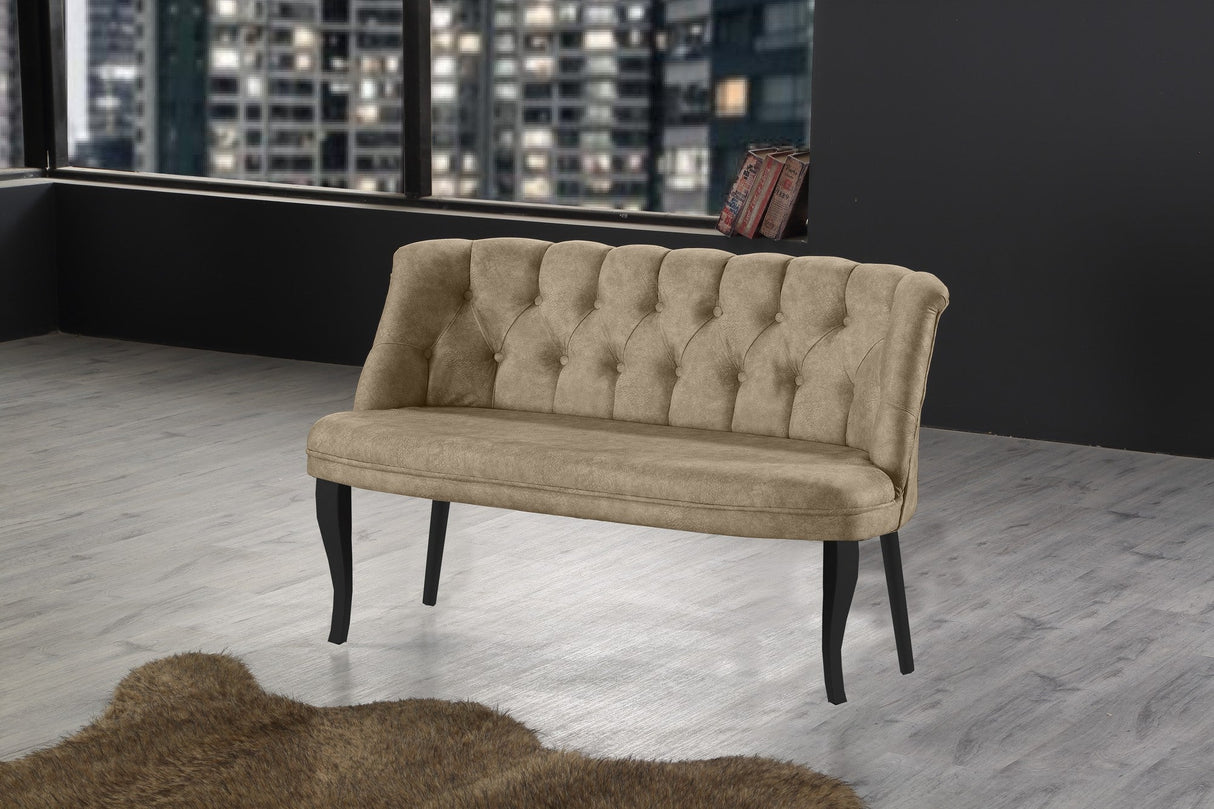 Canapea fixă 2 locuri Roma lemn negru, Diverse culori, 118x48x80 cm - Maro deschis | SKU: 118BRN1369 | Canapea fixă 2 locuri Roma lemn negru, 118x48x80 cm, varianta Maro deschis, produs pentru amenajarea locuinței, disponibil online în România la CasaMob