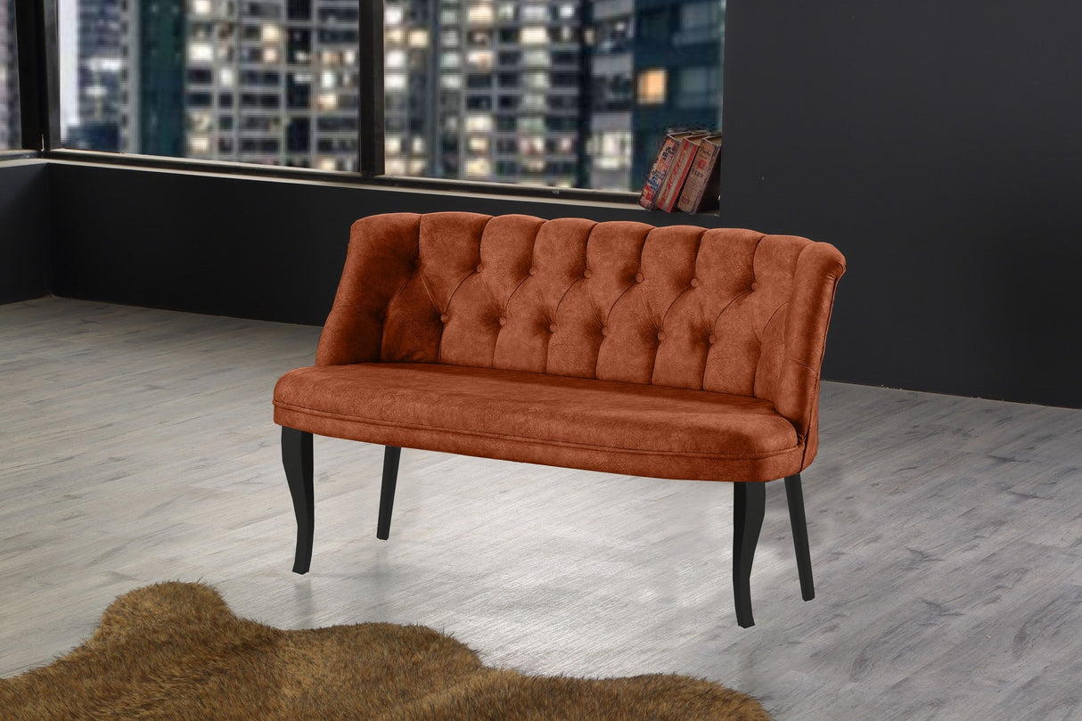 Canapea fixă 2 locuri Roma lemn negru, Diverse culori, 118x48x80 cm - Roșu cărămiziu | SKU: 118BRN1370 | Canapea fixă 2 locuri Roma lemn negru, 118x48x80 cm, varianta Roșu cărămiziu, produs pentru amenajarea locuinței, disponibil online în România la CasaMob