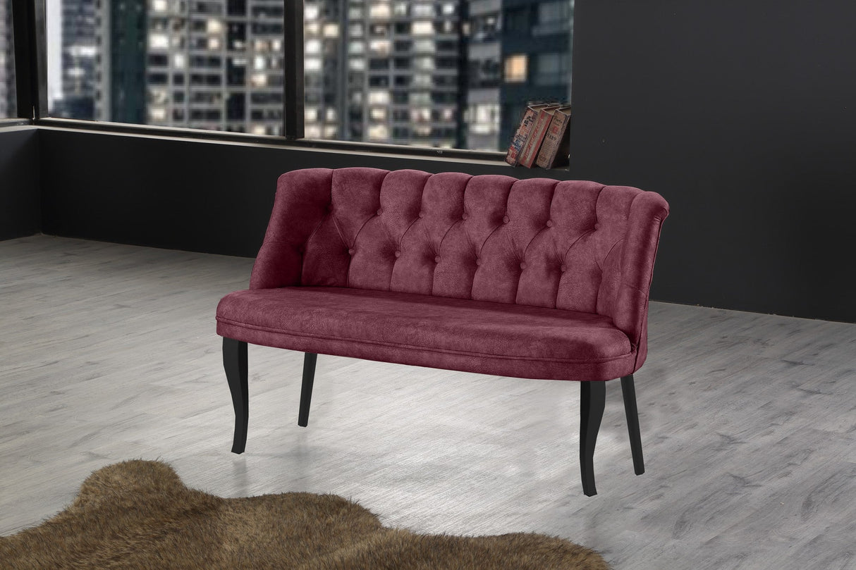 Canapea fixă 2 locuri Roma lemn negru, Diverse culori, 118x48x80 cm - Roz pudrat | SKU: 118BRN1373 | Canapea fixă 2 locuri Roma lemn negru, 118x48x80 cm, varianta Roz pudrat, produs pentru amenajarea locuinței, disponibil online în România la CasaMob