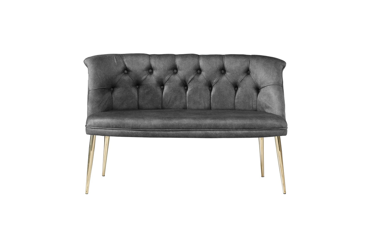 Canapea fixă 2 locuri Roma metal auriu, Diverse culori, 118x48x80 cm - Gri | SKU: 118BRN1375 | Canapea fixă 2 locuri Roma metal auriu, 118x48x80 cm, varianta Gri, produs pentru amenajarea locuinței, disponibil online în România la CasaMob