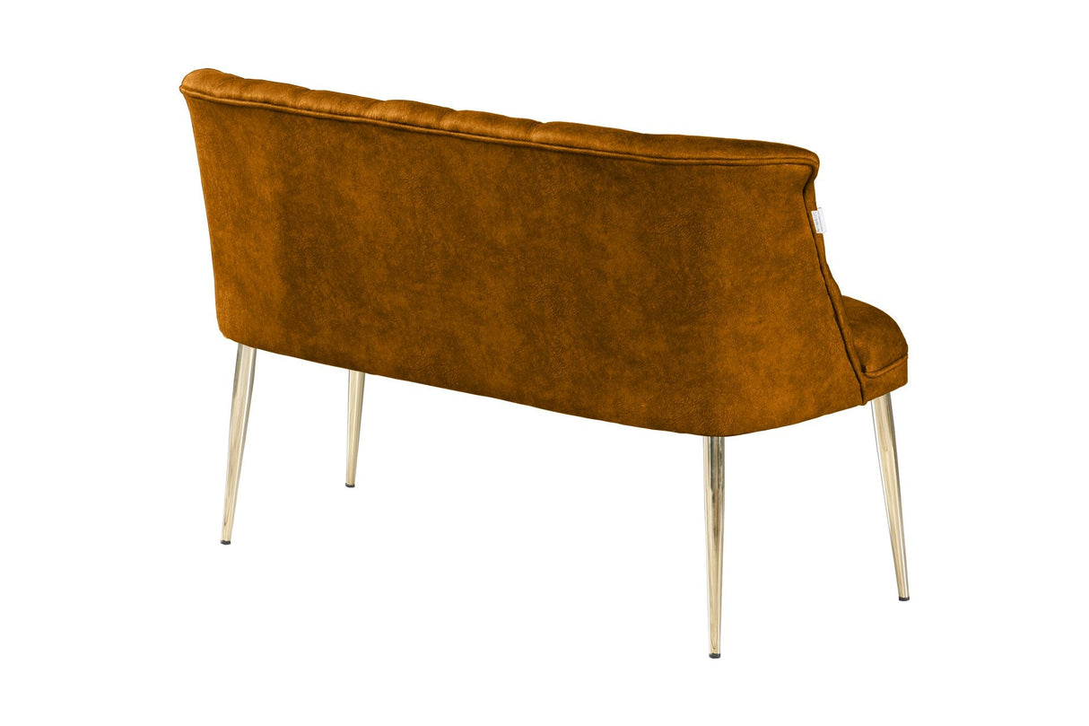 Canapea fixă 2 locuri Roma metal auriu, Diverse culori, 118x48x80 cm - Muștar | SKU: 118BRN1377 | Canapea fixă 2 locuri Roma metal auriu, 118x48x80 cm, varianta Muștar, produs pentru amenajarea locuinței, disponibil online în România la CasaMob