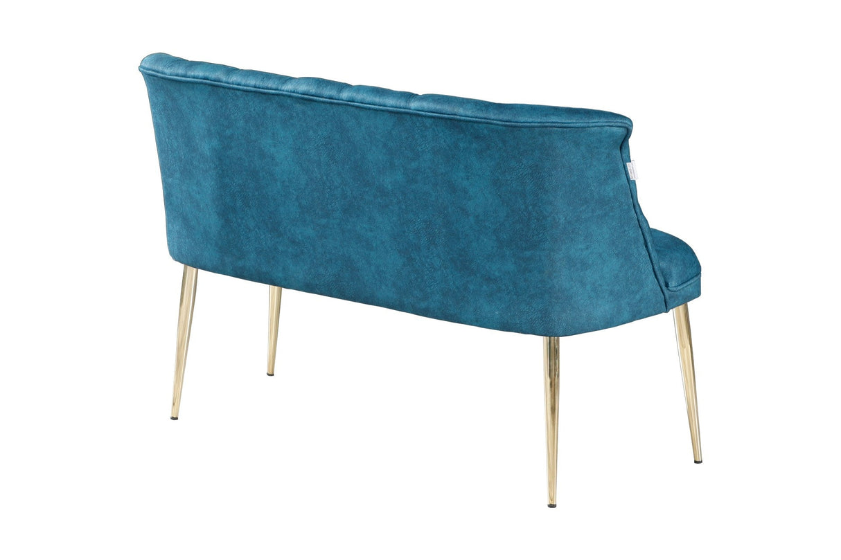 Canapea fixă 2 locuri Roma metal auriu, Diverse culori, 118x48x80 cm - Albastru petrol | SKU: 118BRN1380 | Canapea fixă 2 locuri Roma metal auriu, 118x48x80 cm, varianta Albastru petrol, produs pentru amenajarea locuinței, disponibil online în România la CasaMob
