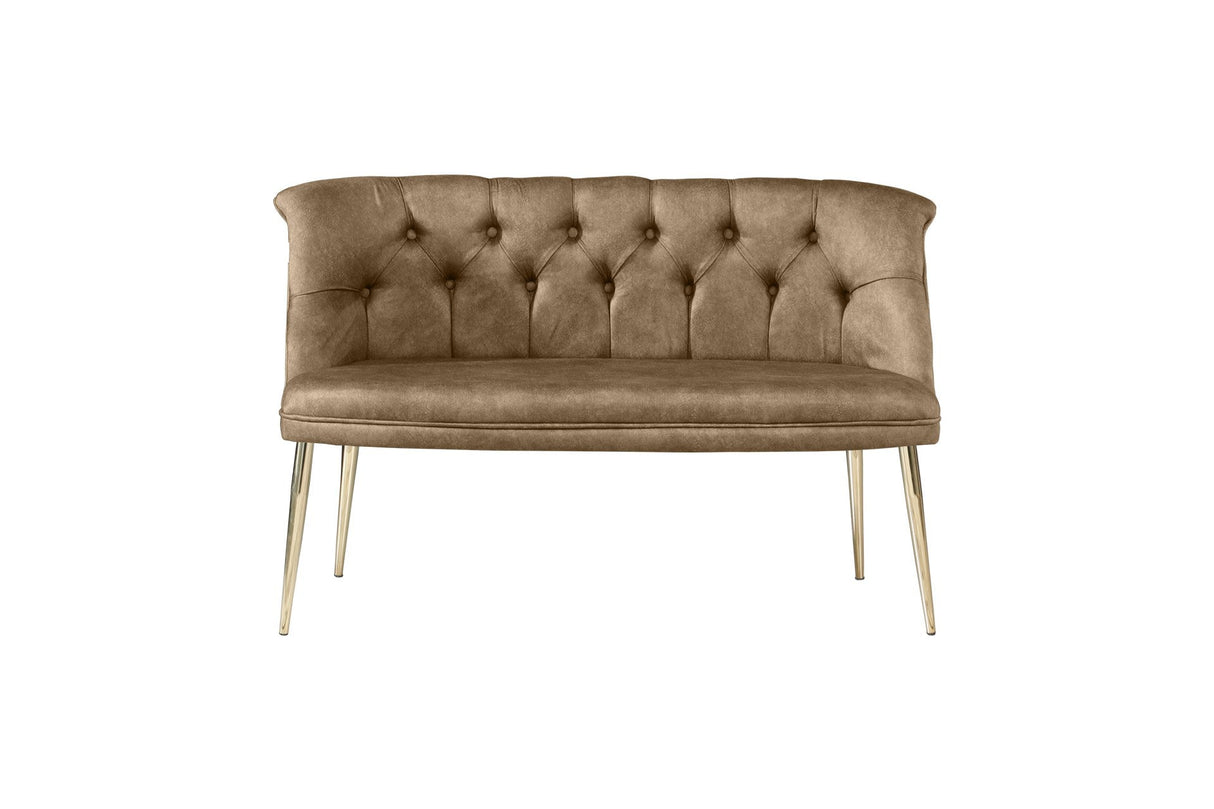 Canapea fixă 2 locuri Roma metal auriu, Diverse culori, 118x48x80 cm - Maro deschis | SKU: 118BRN1381 | Canapea fixă 2 locuri Roma metal auriu, 118x48x80 cm, varianta Maro deschis, produs pentru amenajarea locuinței, disponibil online în România la CasaMob