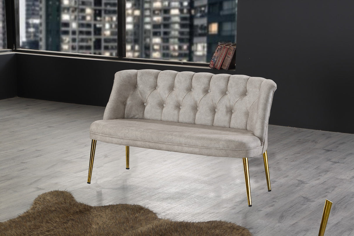 Canapea fixă 2 locuri Roma metal auriu, Diverse culori, 118x48x80 cm - Crem | SKU: 118BRN1383 | Canapea fixă 2 locuri Roma metal auriu, 118x48x80 cm, varianta Crem, produs pentru amenajarea locuinței, disponibil online în România la CasaMob