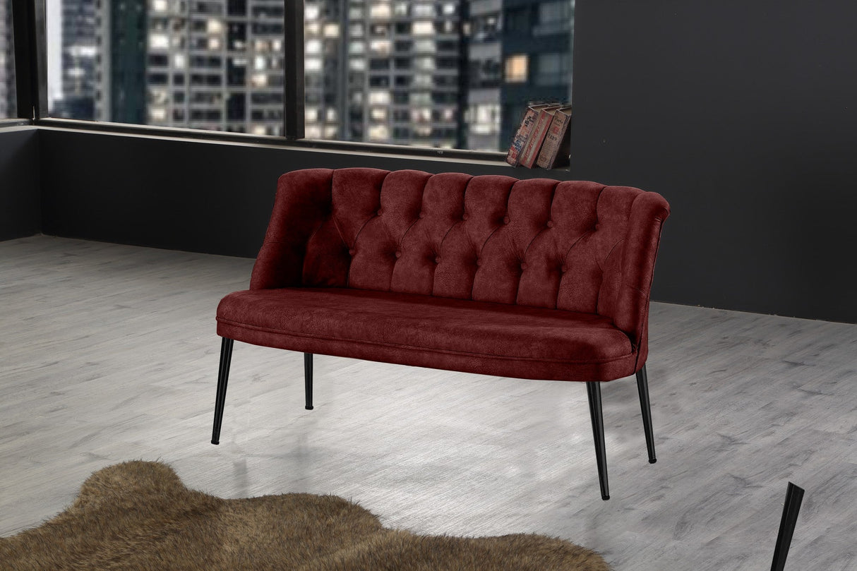 Canapea fixă 2 locuri Roma metal negru, Diverse culori, 118x48x80 cm - Bordo | SKU: 118BRN1398 | Canapea fixă 2 locuri Roma metal negru, 118x48x80 cm, varianta Bordo, produs pentru amenajarea locuinței, disponibil online în România la CasaMob