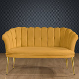 Canapea fixă 2 locuri Daisy metal auriu, Diverse culori, 103x44x51 cm - Muștar | SKU: 118BRN1497 | Canapea fixă 2 locuri Daisy metal auriu, 103x44x51 cm, varianta Muștar, produs pentru amenajarea locuinței, disponibil online în România la CasaMob