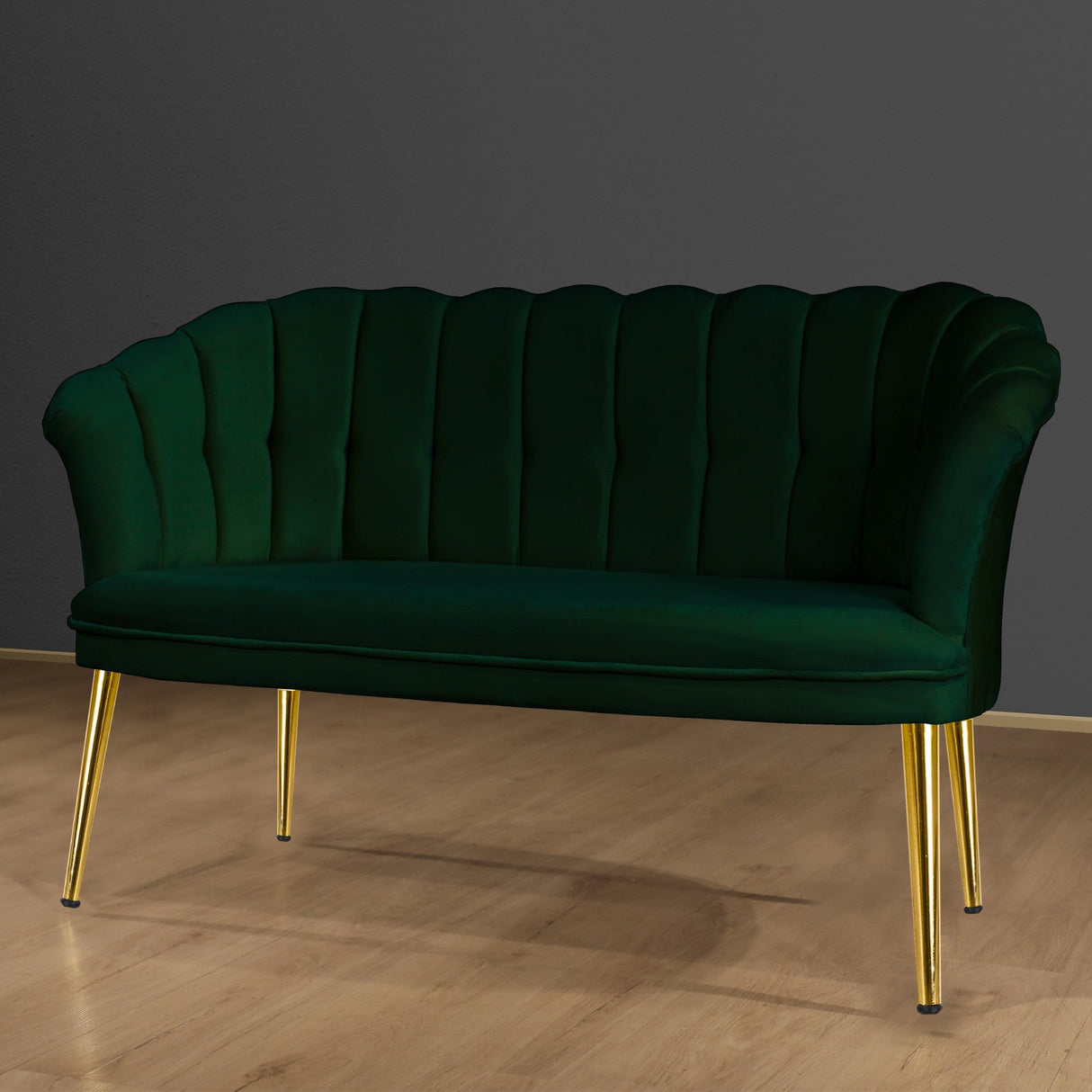 Canapea fixă 2 locuri Daisy metal auriu, Diverse culori, 103x44x51 cm - Verde | SKU: 118BRN1498 | Canapea fixă 2 locuri Daisy metal auriu, 103x44x51 cm, varianta Verde, produs pentru amenajarea locuinței, disponibil online în România la CasaMob