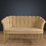 Canapea fixă 2 locuri Daisy metal auriu, Diverse culori, 103x44x51 cm - Maro deschis | SKU: 118BRN1499 | Canapea fixă 2 locuri Daisy metal auriu, 103x44x51 cm, varianta Maro deschis, produs pentru amenajarea locuinței, disponibil online în România la CasaMob