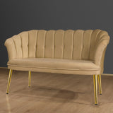 Canapea fixă 2 locuri Daisy metal auriu, Diverse culori, 103x44x51 cm - Maro deschis | SKU: 118BRN1499 | Canapea fixă 2 locuri Daisy metal auriu, 103x44x51 cm, varianta Maro deschis, produs pentru amenajarea locuinței, disponibil online în România la CasaMob