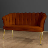 Canapea fixă 2 locuri Daisy metal auriu, Diverse culori, 103x44x51 cm - Roșu cărămiziu | SKU: 118BRN1501 | Canapea fixă 2 locuri Daisy metal auriu, 103x44x51 cm, varianta Roșu cărămiziu, produs pentru amenajarea locuinței, disponibil online în România la CasaMob
