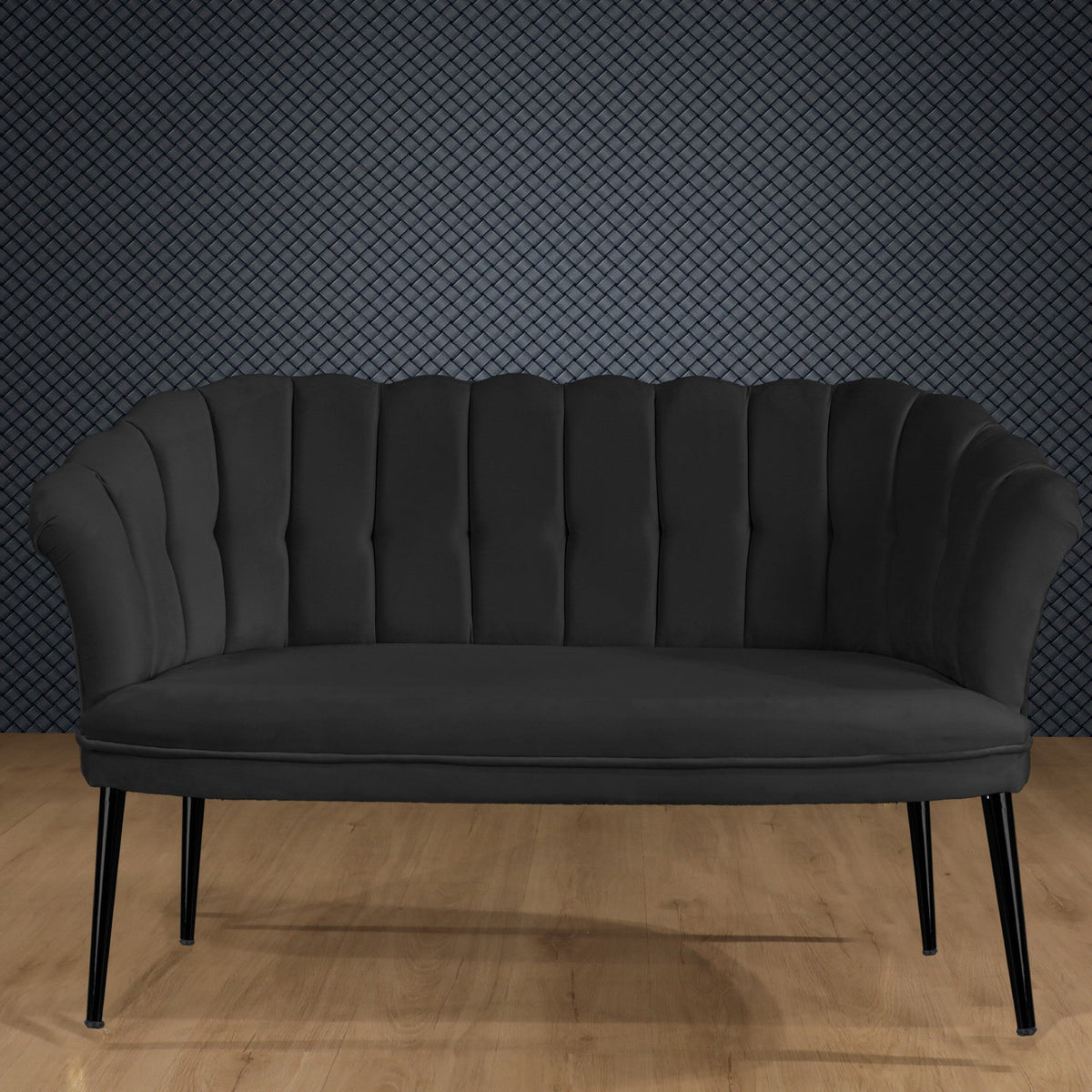 Fumuriu | SKU: 118BRN1505 | Canapea fixă 2 locuri Daisy metal negru, 103x44x51 cm, varianta Fumuriu, produs pentru amenajarea locuinței, disponibil online în România la CasaMob