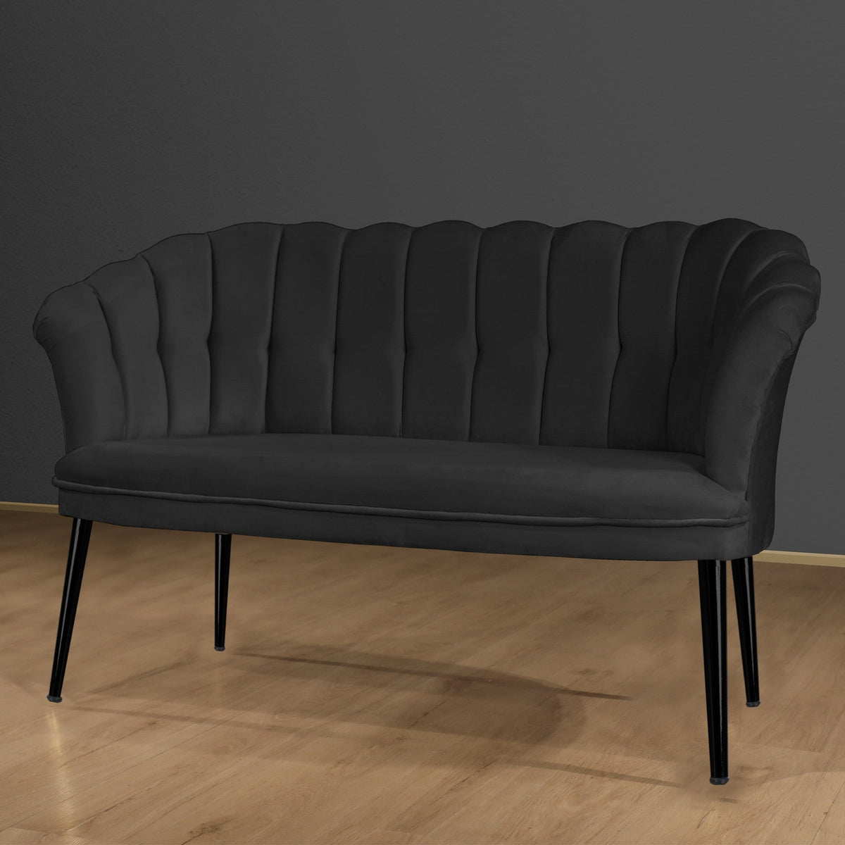 Fumuriu | SKU: 118BRN1505 | Canapea fixă 2 locuri Daisy metal negru, 103x44x51 cm, varianta Fumuriu, produs pentru amenajarea locuinței, disponibil online în România la CasaMob