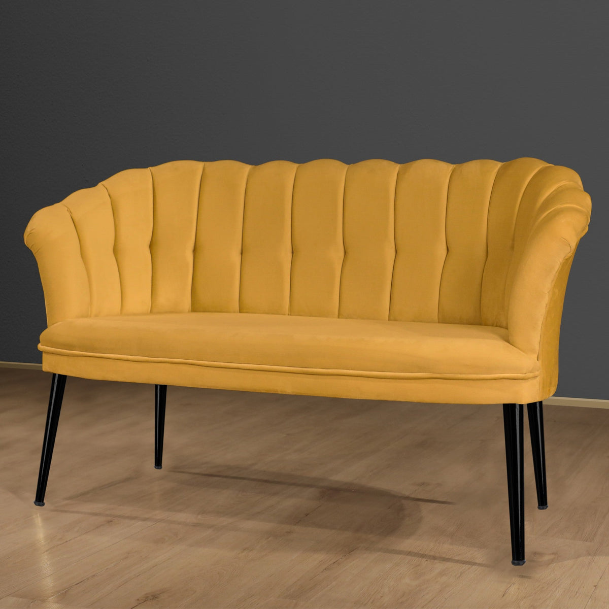Muștar | SKU: 118BRN1506 | Canapea fixă 2 locuri Daisy metal negru, 103x44x51 cm, varianta Muștar, produs pentru amenajarea locuinței, disponibil online în România la CasaMob
