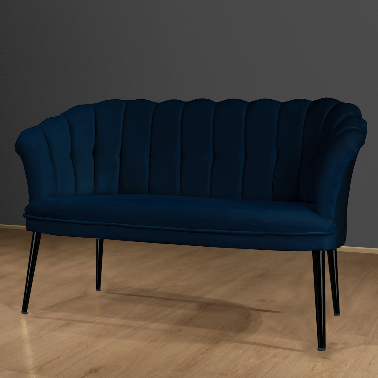 Canapea fixă 2 locuri Daisy metal negru, Diverse culori, 103x44x51 cm - Albastru închis | SKU: 118BRN1510 | Canapea fixă 2 locuri Daisy metal negru, 103x44x51 cm, varianta Albastru închis, produs pentru amenajarea locuinței, disponibil online în România la CasaMob