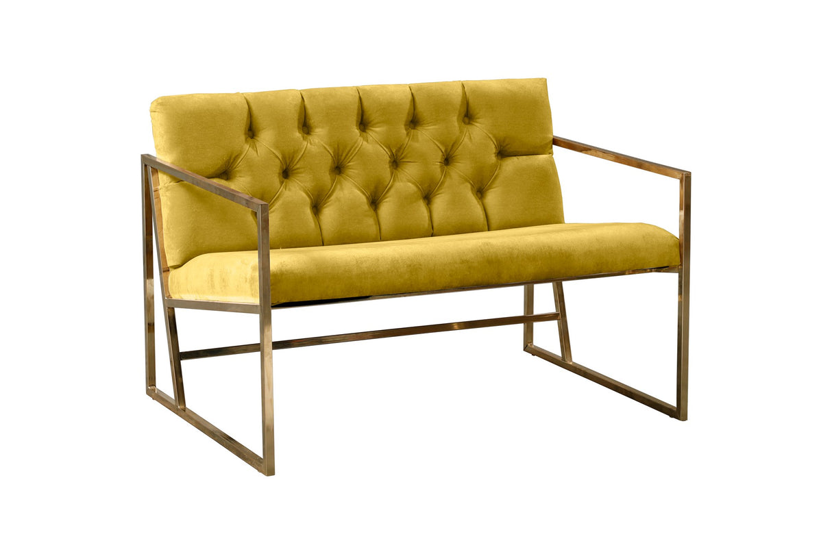 Canapea fixă 2 locuri Oslo auriu, Diverse culori, 109x75x74 cm - Muștar | SKU: 118BRN1552 | Canapea fixă 2 locuri Oslo auriu, 109x75x74 cm, varianta Muștar, produs pentru amenajarea locuinței, disponibil online în România la CasaMob