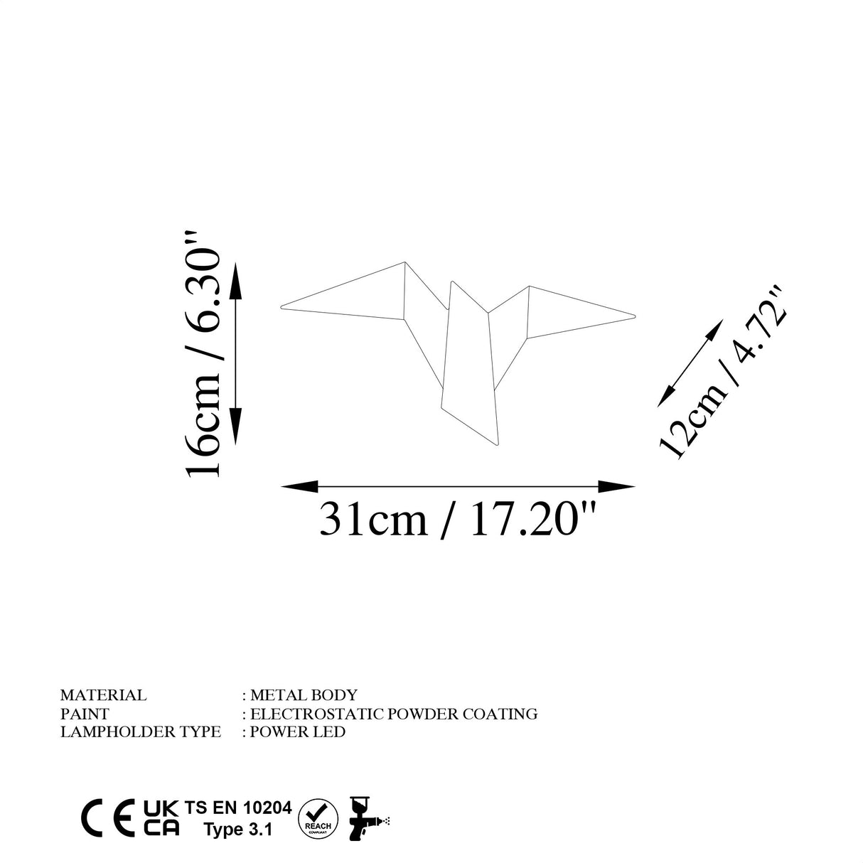 Aplică de perete Pacalı - 13502 - M, Alb, Ø7x12 cm