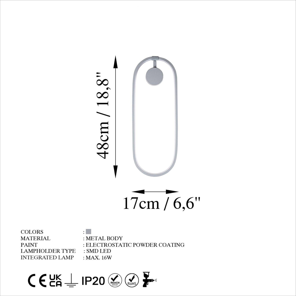 Aplica de perete 13556, Negru - Gri, SKU 119FRS1121