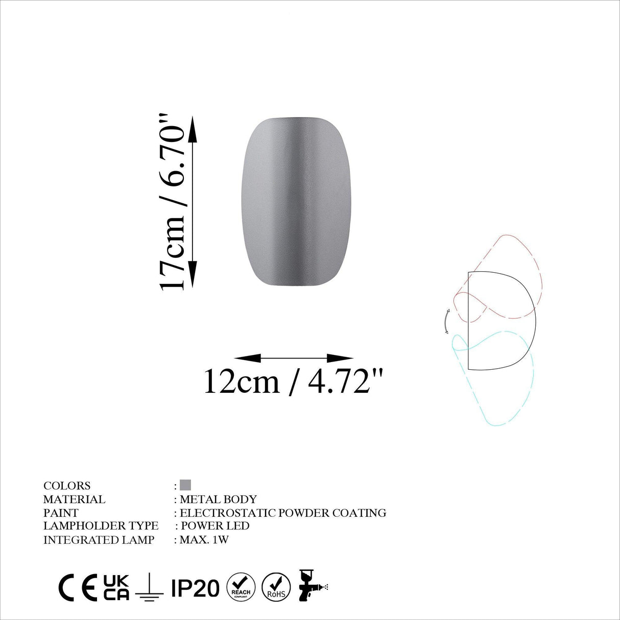 Aplica de perete Heybe 13624, Auriu - Gri, SKU 119FRS1142