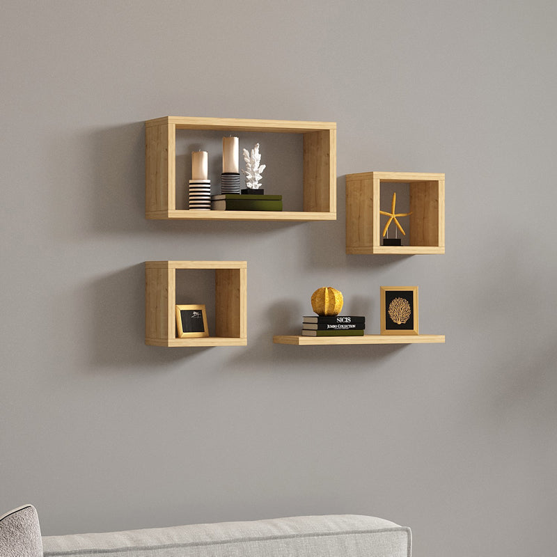 Set rafturi de perete 3 buc Babine  Alb - Antracit - Stejar 84x15x44 cm - Stejar