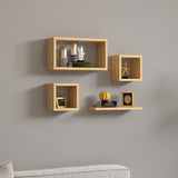 Set rafturi de perete 3 buc Babine  Alb - Antracit - Stejar 84x15x44 cm - Stejar