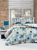 Set lenjerie de pat dublă Vanesa, Diverse culori, 220x240 cm - Albastru - Verde măsliniu - Gri | SKU: 121VCT2633 | Set lenjerie de pat dublă Vanesa, 220x240 cm, varianta Albastru - Verde măsliniu - Gri, produs pentru amenajarea locuinței, disponibil online în România la CasaMob