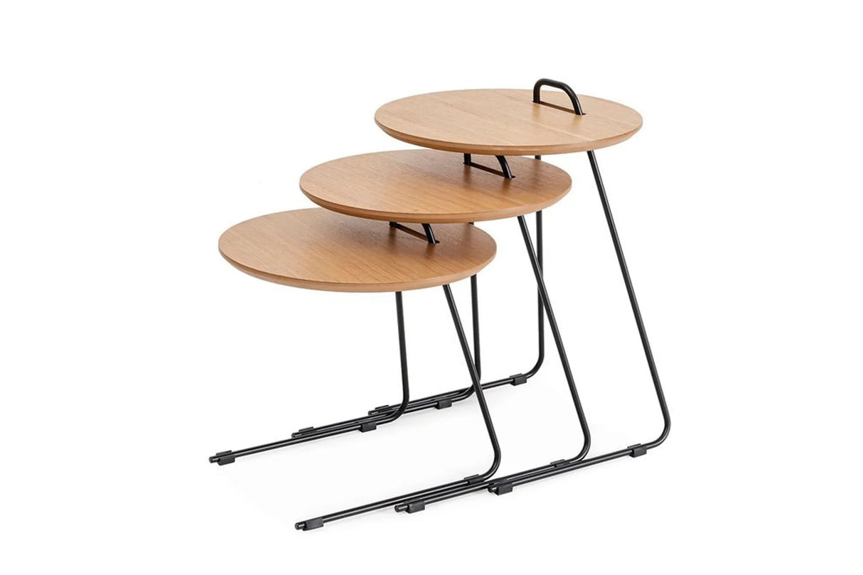 Set 3 măsuțe de cafea Metis, Natur, 45x45x59 cm
