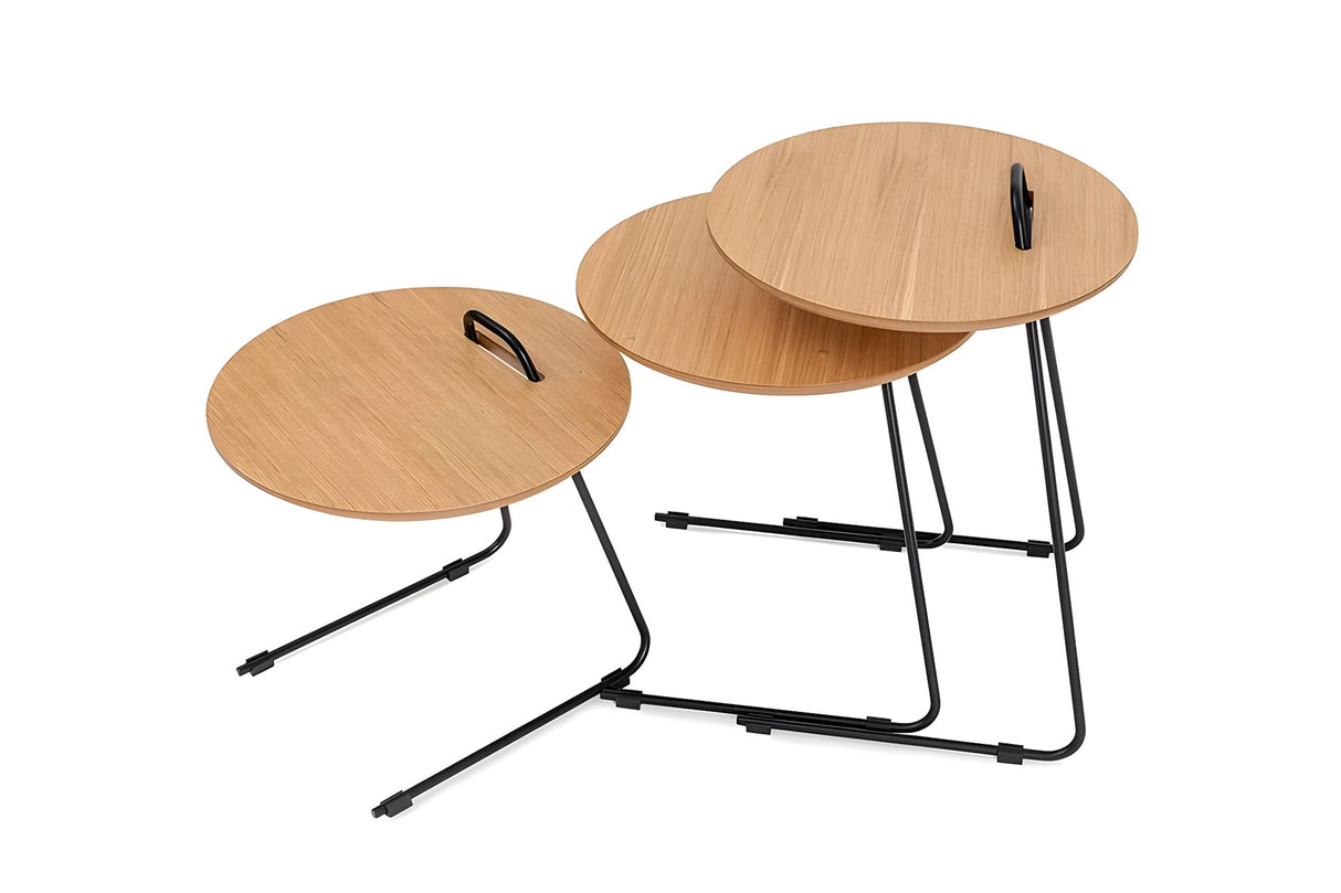 Set 3 măsuțe de cafea Metis, Natur, 45x45x59 cm